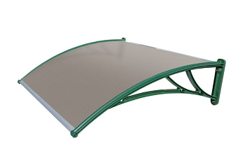 Козырек Krovent из поликарбоната 1500 мм х 930 мм, серебристый, кронштейн зеленый