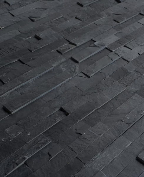 Сланец, 3D панель из камня, 600х150 мм, Classic Black Matt, 8 шт/уп, 0.72 м²
