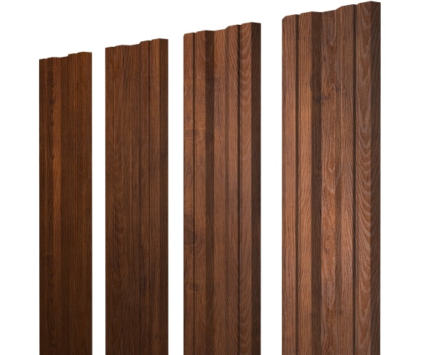 GL Штакетник Twin с прямым резом 0.45 мм, Print Premium, Golden Wood Fresh TwinColor