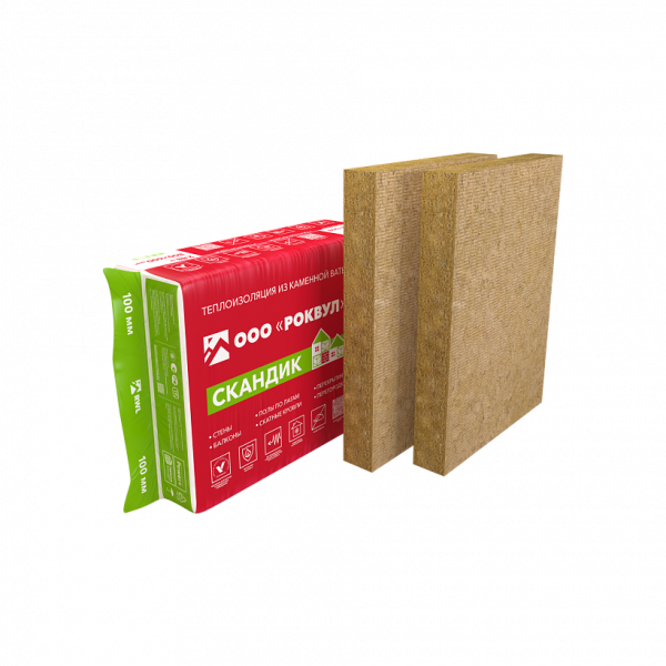 Rockwool Лайт Баттс Скандик, 100х600х800 мм, 2.88 м², 0.288 м³ уп