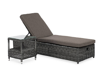 Комплект шезлонг со столиком из искусственного ротанга, Рим графит