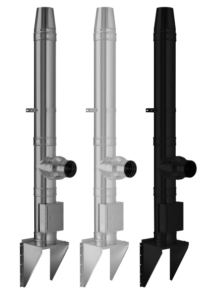 Дымоход Schiedel Permeter 25 мм, Ø130/180 мм, комплект настенного крепления, h=4 м черный