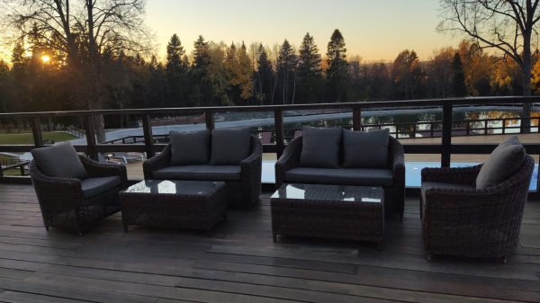 Диван 2-местный из искусственного ротанга, Кон Панна коричневый