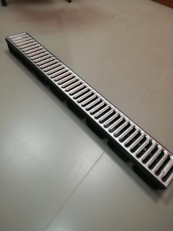 Лоток пластиковый S'park2 DN100 h71 + решетка стальная оц, щелевая, кл. А, арт: 0881011-М