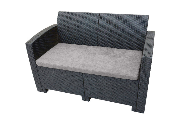 Диван двухместный Arizona, из искуственного ротанга цвет: антрацит