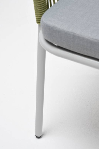 Стул из роупа, Лион, каркас - сталь светло-серый муар, роуп салатовый меланж круг,ткань светло-серая