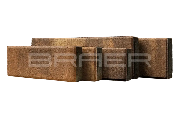 Тротуарная плитка Braer Домино 60 мм 280х120, 360х120, 480х120, 480х160, 640х160 мм, цвет: Color Mix Каштан