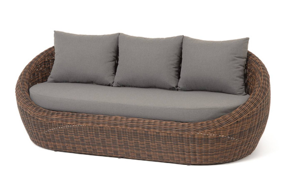 Диван 3-местный из искусственного ротанга, Барселона цвет: коричневый