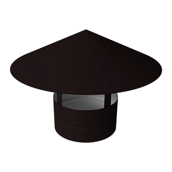 Дымник на трубу GL круглый, 0.5 мм, Satin, Ø110 мм, 230х625 мм, RAL 9005