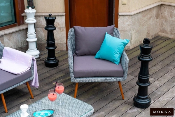 Столик кофейный Mokka Rimini, из искусственного ротанга цвет: серый