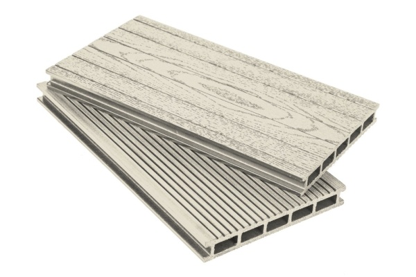 Террасная доска Grand Line 160 мм, L= 4000 мм вельвет и тиснение, цвет: слоновая кость