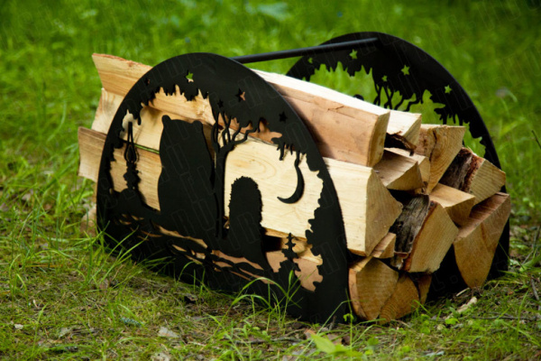 Дровница большая, 530х350 мм, H=360 мм, "Ежик в тумане"