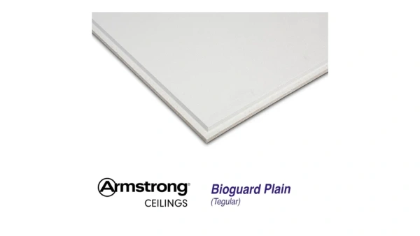 Плита потолочная Armstrong, твердое мин. волокно, 15 мм, 600х600 мм Bioguard Plain / tegular, Parmetol CF 8, цвет: белый