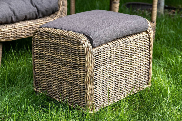 Пуф плетеный из искуственного ротанга, Толедо цвет: соломенный