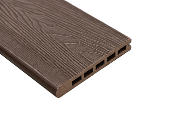 Доска-ступень стартовая ДПК Grand Line, 160х22 мм, L=4000 мм, 3D Wood, Тиснение дерево, шоколад