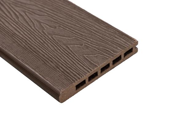 Доска-ступень стартовая ДПК Grand Line, 160х22 мм, L=4000 мм, 3D Wood, Тиснение дерево, шоколад