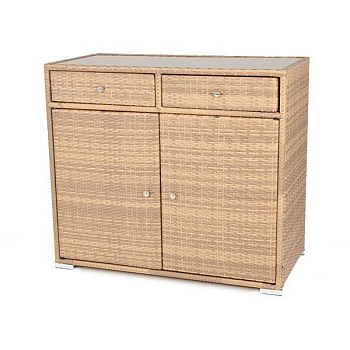 Тумба плетеная из искусственного ротанга, Мальта цвет: соломенный