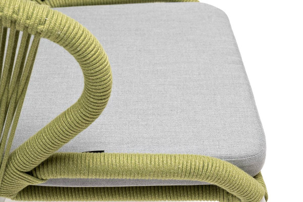 Стул из роупа, Милан, карк. алюминий светло-серый муар,роуп салатовый меланж круг,ткань светло-серая