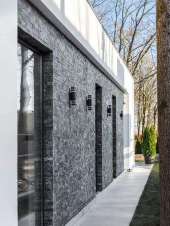 Кварцит, 3D панель из камня, 600х150 мм, Classic Black Quartz, 8 шт/уп
