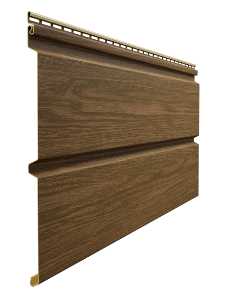 Виниловый сайдинг Docke, Брус D6S, L=3600х300 мм серия Lux Монреаль, цвет: миндаль