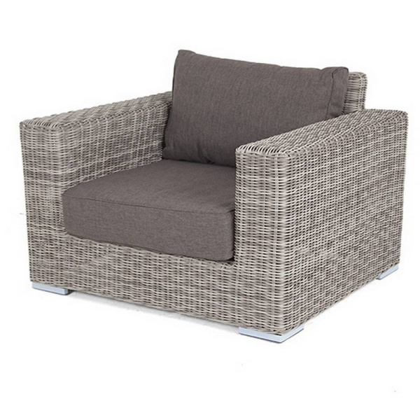 Кресло плетеное из искусственного ротанга, Боно, с подушками серый