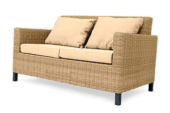 Диван 2х-местная Mokka Bella, из искуственного ротанга, /4 подушки/ цвет: соломенный