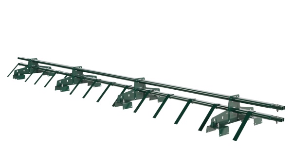 Снегозадержатель для профнастила Н-114 Borge L=3000 мм, 4 опоры, 2 трубы, овал 25х45 RAL 6005