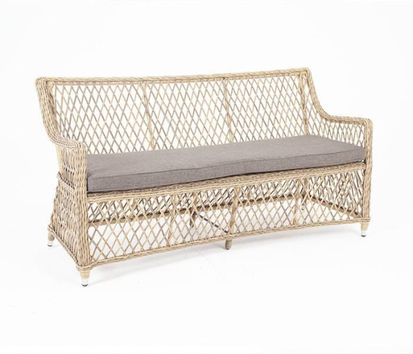 Диван 2-местный из искусственного ротанга, Латте соломенный