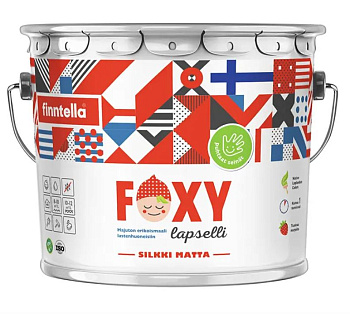 Краска Finntella, Foxy Lapsille silkki matta, специализир. для детских комнат матовая, уп. 2.7 л колеровка