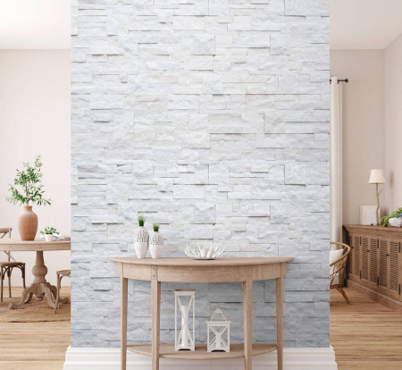 Кварцит, 3D панель из камня, 350х180 мм, Modern White Quartz