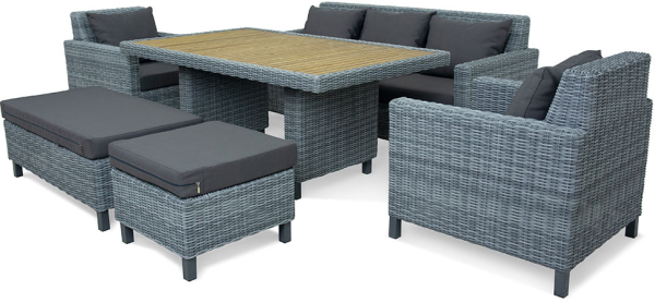 Диван 2х-местная Mokka Bella, из искуственного ротанга, /4 подушки/ цвет: серый