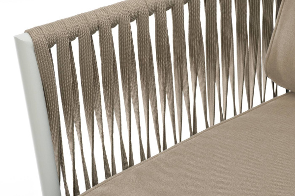 Кресло из роупа, Касабланка, основа дуб,карк алюми светло-серый муар,роуп серо-коричневый, ткань беж