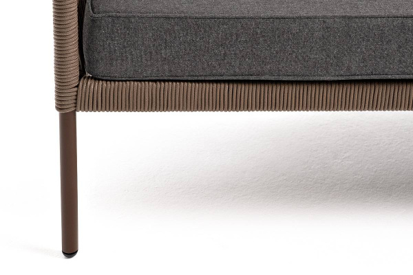 Диван 2-местный из роупа, Канны, каркас алюм коричневый муар,роуп коричневый круг,ткань темно-серая