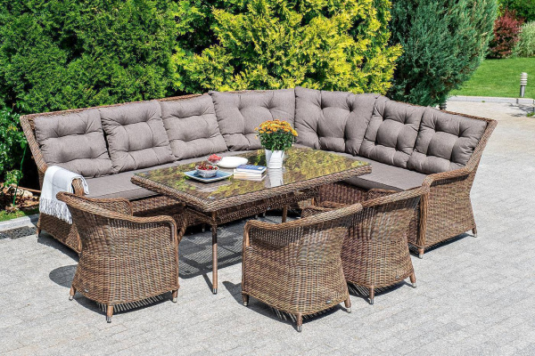 Стол плетеный из искусственного ротанга 160х90 см, Латте цвет: коричневый