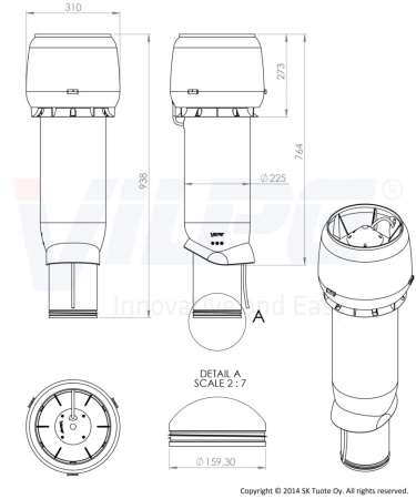 P-вентилятор Vilpe, Е220 Р, 160/ ИЗ/ 700 мм серый