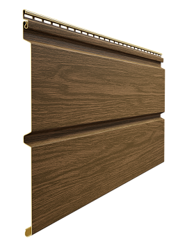 Виниловый сайдинг Docke, Блок-хаус D4.7Т, L=3600х243 мм. серия Lux Монреаль, цвет: миндаль