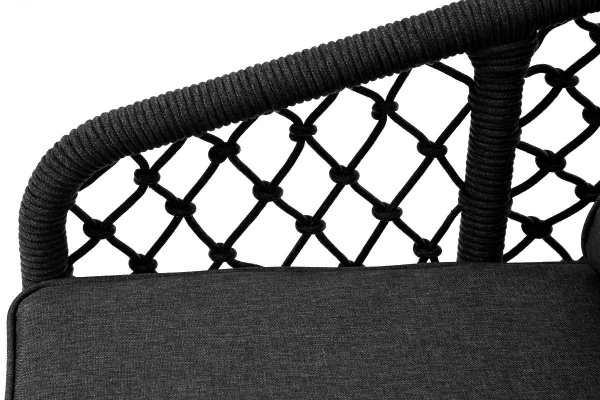 Диван 2-местный из роупа /узелки/, Канны,карк алюм темно-серый муар,роуп темно-серый,ткань темно-сер