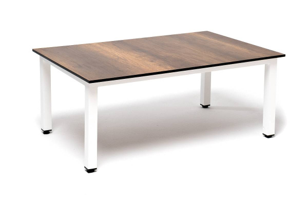 Столик журнальный из HPL, Канны, 90х60 см, H 40см, каркас белый цвет: дуб