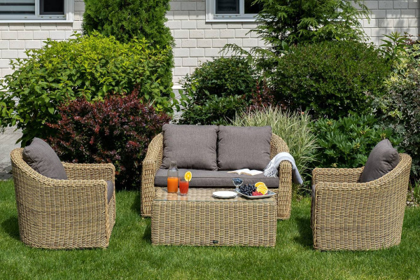 Диван 2-местный из искусственного ротанга, Кон Панна соломенный