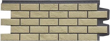 Фасадная панель Grand Line, Состаренный кирпич Design Plus, цвет: ваниль с темно-бежевым швом