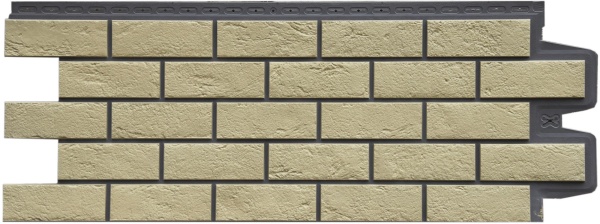 Фасадная панель Grand Line, Состаренный кирпич Design Plus, цвет: ваниль с темно-бежевым швом