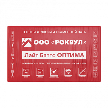 Rockwool Лайт Баттс Оптима, 50х600х1000 мм, 6.0 м², 0.3 м³ уп