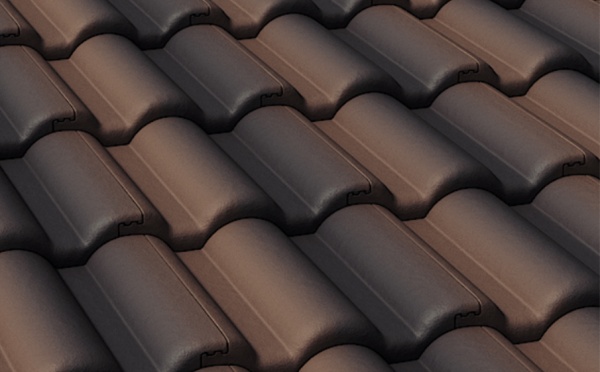 Рядовая черепица Braas Таунус 420х330 мм цвет: антик темно-коричневый