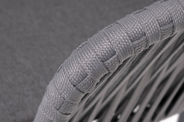 Стул из роупа, Бордо, каркас алюминий темно-серый муар, роуп серый 15 мм, ткань темно-серая