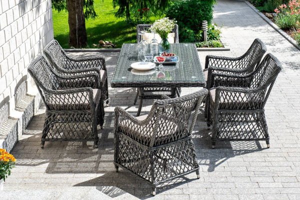 Кресло плетеное из искусственного ротанга, Латте графит