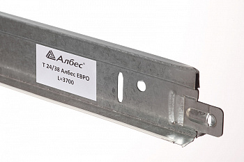 Подвесная система Т-24 Euro, Т-профиль несущий направляющий, L=3700 мм цвет: белый