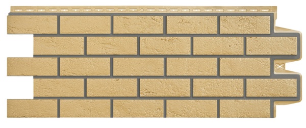 Фасадная панель Grand Line, Состаренный кирпич Design, цвет: песочный со швом RAL 7006