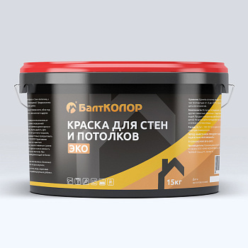 Краска Балтколор для стен и потолков ЭКО, уп 15 кг цвет: белый