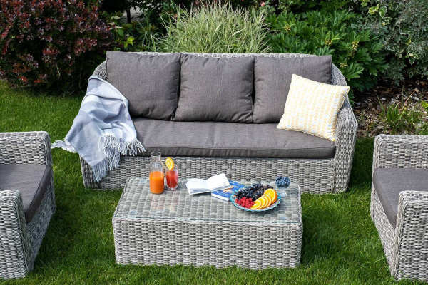 Столик журнальный из искусственного ротанга, Фабриция, цвет: серый