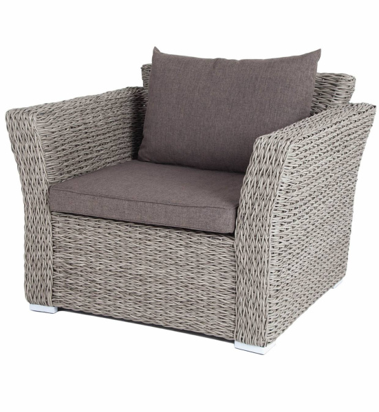 Кресло плетеное из искусственного ротанга /гиацинт/, Капучино цвет: серый